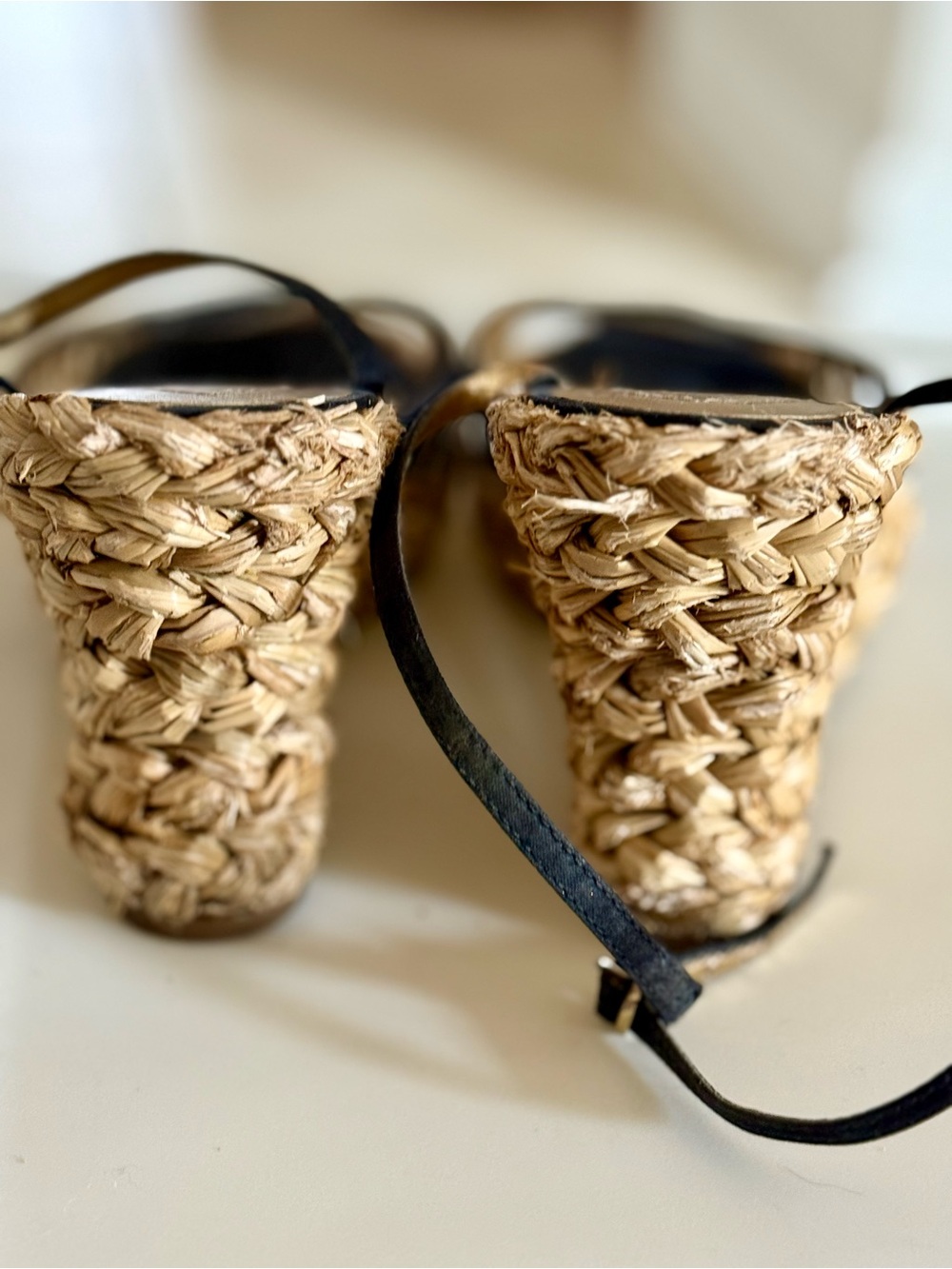 GUESS Black and Natural Espadrille Wedge Sandals - Picture 4 of 6